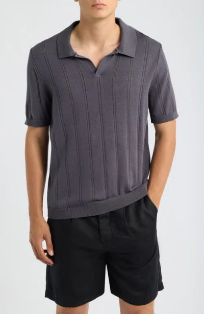 Alex Crane  Lolo Drop Needle Sweater Polo In Purple