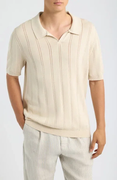 Alex Crane  Lolo Drop Needle Sweater Polo In Neutral