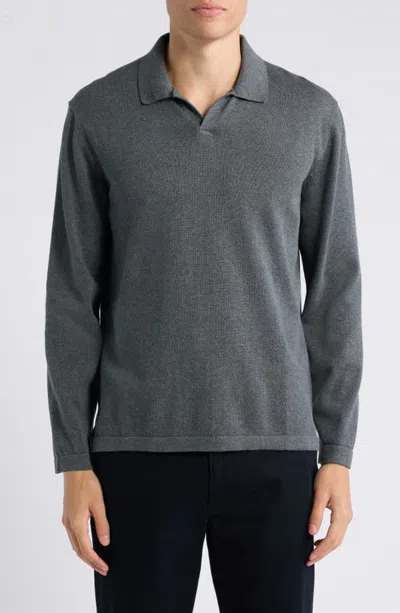 Alex Crane  Lolo Organic Cotton Long Sleeve Sweater Polo In Charcoals