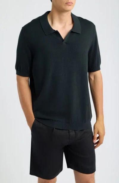 Alex Crane  Lolo Organic Cotton Short Sleeve Sweater Polo In Black