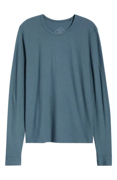 Alex Crane  Long Sleeve Organic Cotton Crewneck T-shirt In Blue