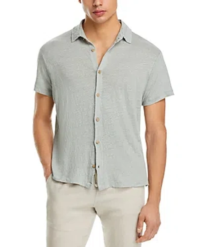 Alex Crane  Ola Linen Knit Regular Fit Button Down Shirt In Steel