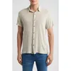 Alex Crane  Ola Linen Knit Short Sleeve Button-up In Bone
