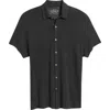 Alex Crane  Ola Linen Knit Short Sleeve Button-up In Night