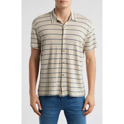 Alex Crane  Ola Linen Knit Short Sleeve Button-up In Rio