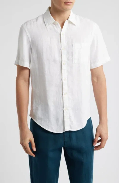 Alex Crane  Ola Linen Short Sleeve Button-up Shirt In Snow