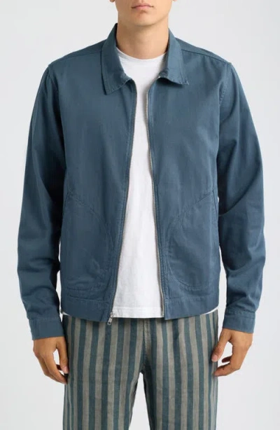 Alex Crane  Organic Cotton Twill Zip Jacket In Blue