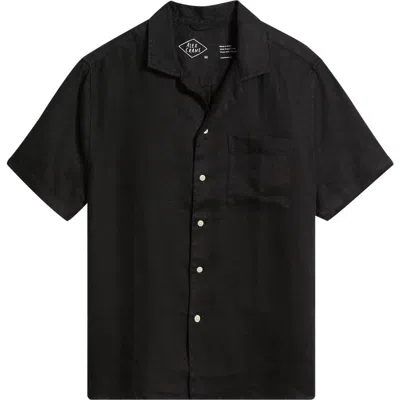 Alex Crane  Organic Linen Camp Shirt In Black