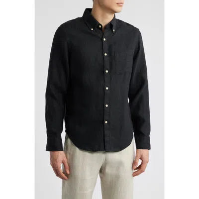 Alex Crane  Playa Linen Button-down Shirt In Black