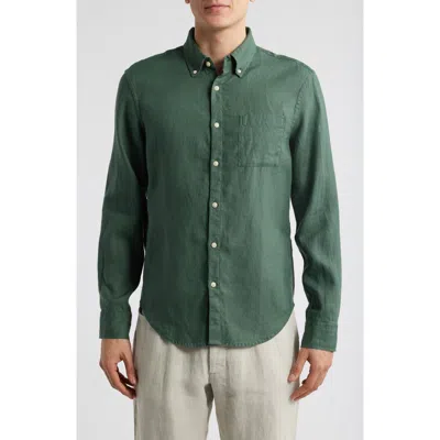Alex Crane  Playa Linen Button-down Shirt In Green