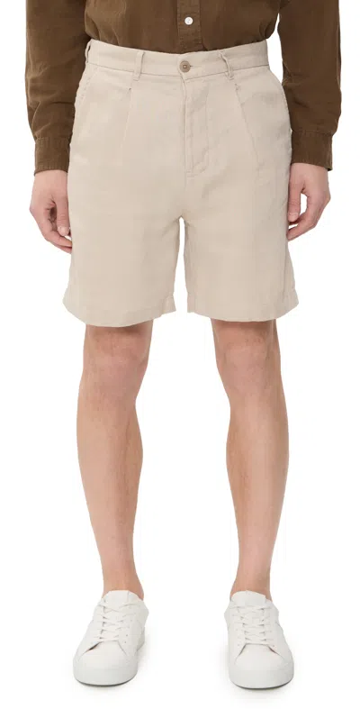 Alex Crane  Pleated Linen Alta Shorts 6.75 Bone In Neutral