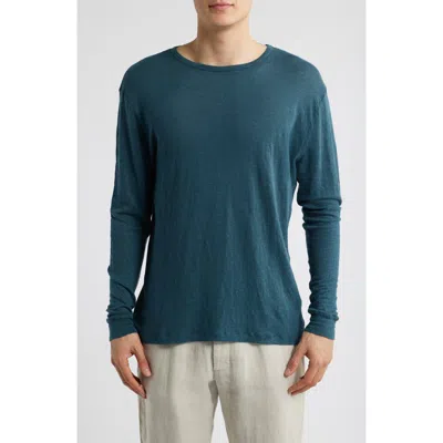 Alex Crane  Sun Linen Long Sleeve T-shirt In Blue