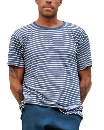 Alex Crane  Sun Regular Fit Linen Tee In Blue