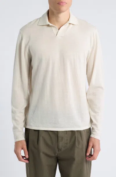 Alex Crane  Tam Long Sleeve Merino Wool Polo In White