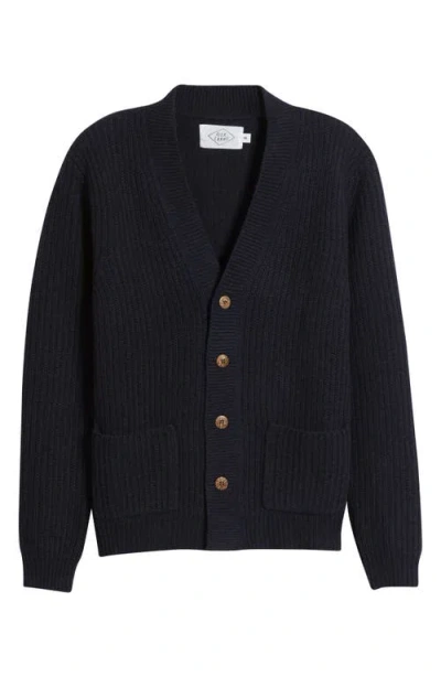 Alex Crane  Vale Merino Wool V-neck Cardigan In Blue