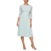 Alex Evenings 1121796 Short Mother Of The Bride Sequin Tea Length Dress In Blue