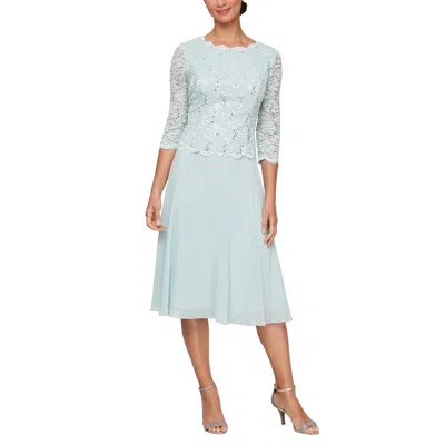 ALEX EVENINGS 1121796 SHORT MOTHER OF THE BRIDE SEQUIN TEA LENGTH DRESS