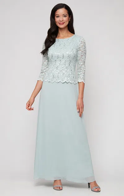 Alex Evenings 112655 Long Formal Lace Mother Of The Bride Dress In Green