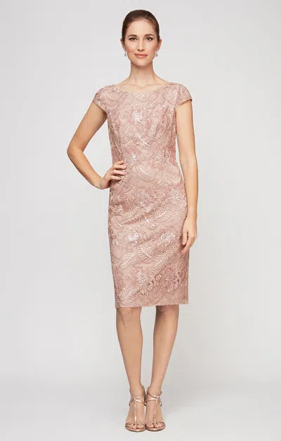 Alex Evenings 117654 Short Knee Length Sequin Lace Homecoming Cocktail Dress In Multi