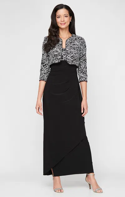 Alex Evenings 2211421 Petite Long Bolero Mother Of The Bride Formal Jacket Dress In Black