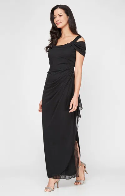 Alex Evenings 232156 Petite Long Formal Evening Dress In Black