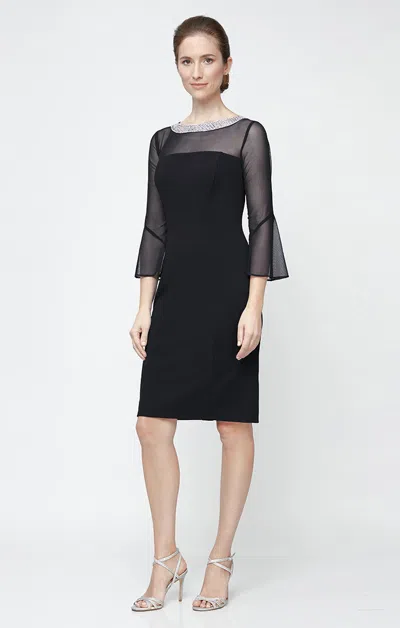 Alex Evenings 260146 Petite Short Cocktail Knee Length Dress In Black