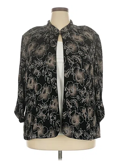 Pre-owned Alex Evenings 3/4 Sleeve Blouse In Black
