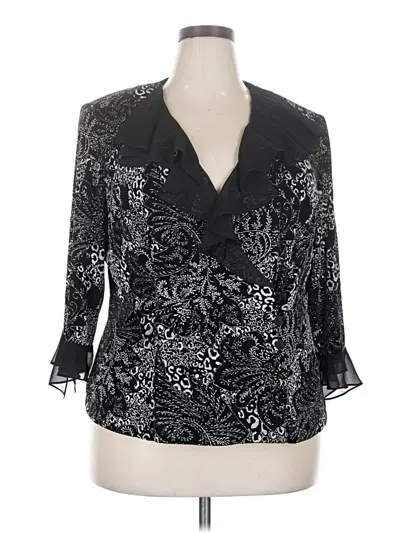 Pre-owned Alex Evenings 3/4 Sleeve Blouse In Black