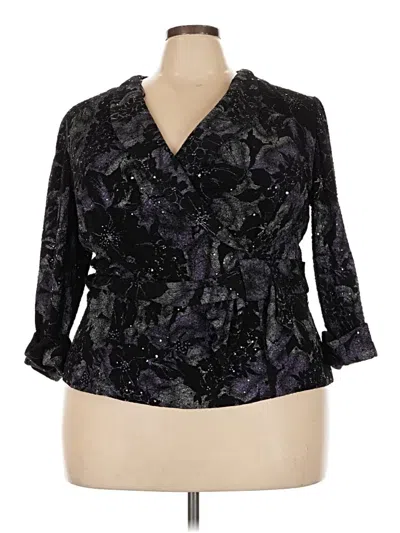 Pre-owned Alex Evenings 3/4 Sleeve Blouse In Black