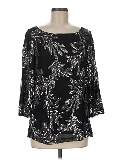 Pre-owned Alex Evenings 3/4 Sleeve Blouse In Black