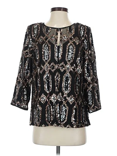 Pre-owned Alex Evenings 3/4 Sleeve Blouse In Black