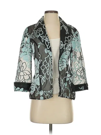 Pre-owned Alex Evenings 3/4 Sleeve Blouse In Blue