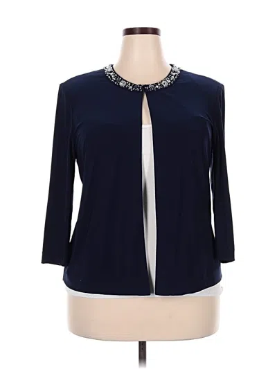 Pre-owned Alex Evenings 3/4 Sleeve Blouse In Blue