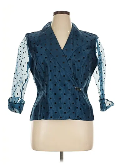Pre-owned Alex Evenings 3/4 Sleeve Blouse In Blue