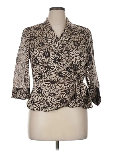 Pre-owned Alex Evenings 3/4 Sleeve Blouse In Brown