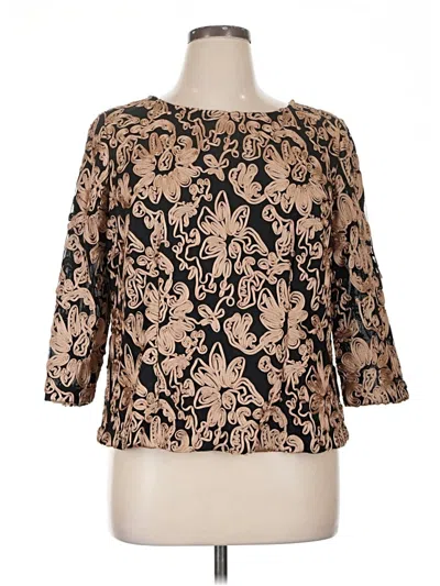 Pre-owned Alex Evenings 3/4 Sleeve Blouse In Brown