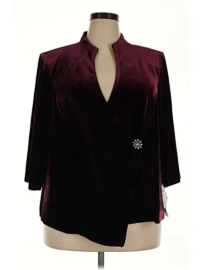 Alex Evenings 3/4 Sleeve Blouse In Burgundy