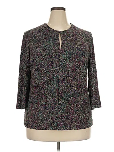 Pre-owned Alex Evenings 3/4 Sleeve Blouse In Gray