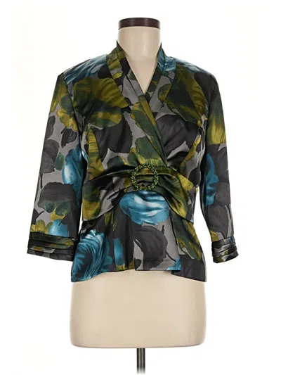 Pre-owned Alex Evenings 3/4 Sleeve Blouse In Green