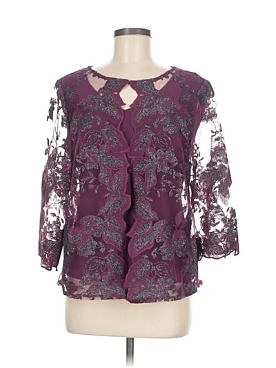 Pre-owned Alex Evenings 3/4 Sleeve Blouse In Purple