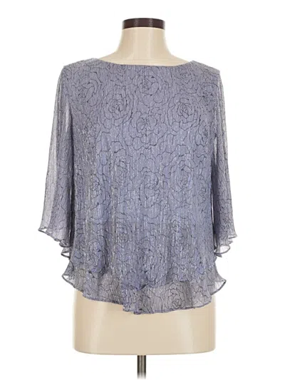 Pre-owned Alex Evenings 3/4 Sleeve Blouse In Silver