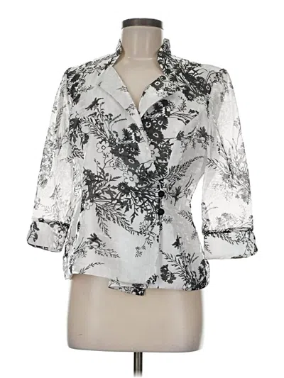 Pre-owned Alex Evenings 3/4 Sleeve Blouse In Silver