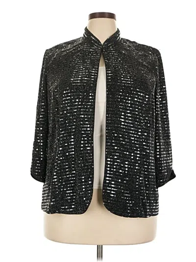 Pre-owned Alex Evenings 3/4 Sleeve Blouse In Silver