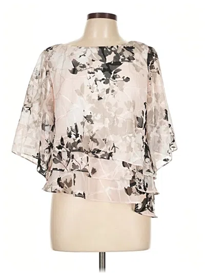 Pre-owned Alex Evenings 3/4 Sleeve Blouse In Silver