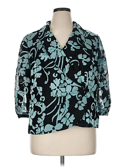 Pre-owned Alex Evenings 3/4 Sleeve Blouse In Teal