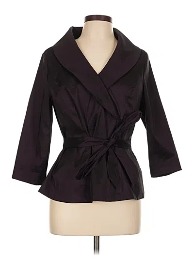 Pre-owned Alex Evenings 3/4 Sleeve Button Down Shirt In Black