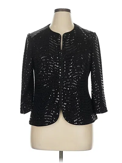 Pre-owned Alex Evenings 3/4 Sleeve Top Black Keyhole Neckline Tops