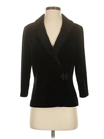 Pre-owned Alex Evenings 3/4 Sleeve Top Black Plunge Neckline Tops