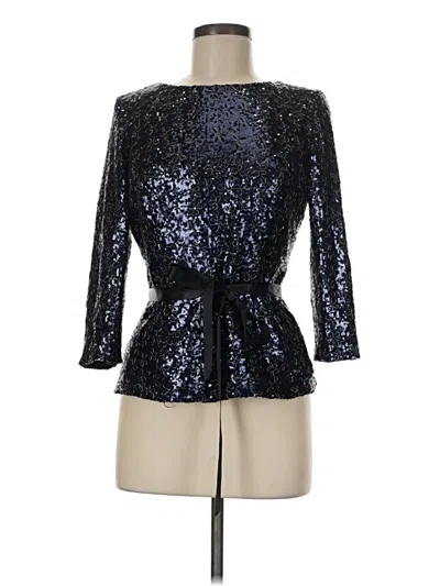 Pre-owned Alex Evenings 3/4 Sleeve Top Black Square Neckline Tops