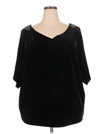 Pre-owned Alex Evenings 3/4 Sleeve Top Black V-neck Tops